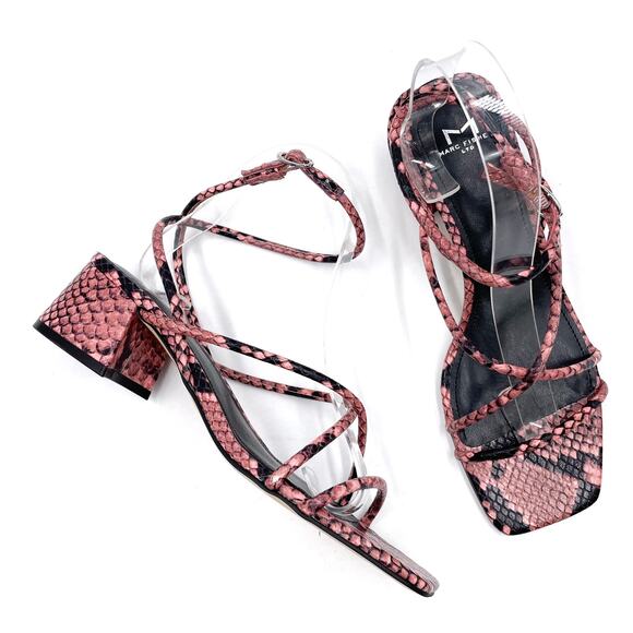 Marc Fisher Jared Sandals Pink Multi Snake Print Leather Ankle Strap Sz‎ 6.5 - Picture 5 of 11